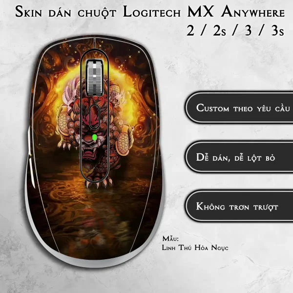 Skin dán chuột Logitech MX Anywhere mẫu Linh Thú Hỏa Ngục