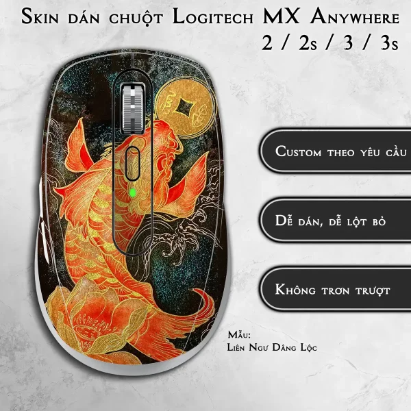 Skin dán chuột Logitech MX Anywhere mẫu Liên Ngư Dâng Lộc
