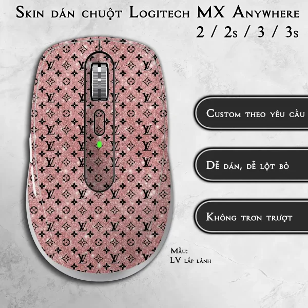 Skin dán chuột Logitech MX Anywhere mẫu LV lấp lánh