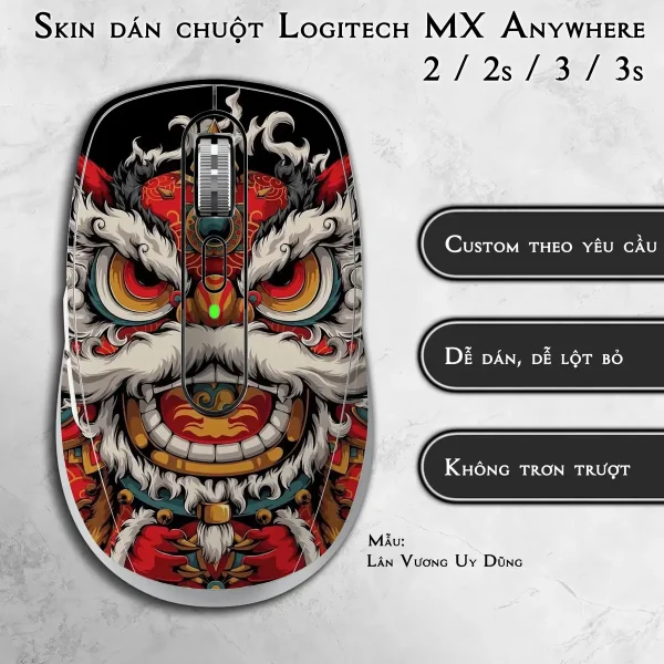 Skin dán chuột Logitech MX Anywhere mẫu Lân Vương Uy Dũng