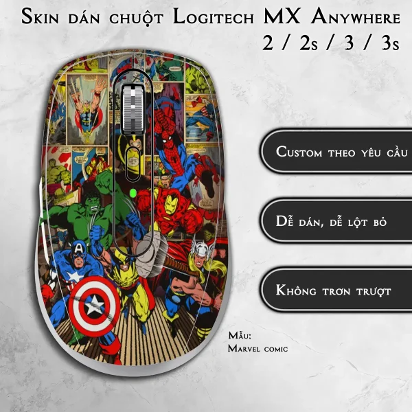 Skin dán chuột Logitech MX Anywhere mẫu Marvel comic