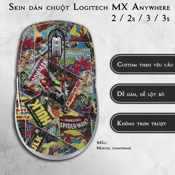 Skin dán chuột Logitech MX Anywhere mẫu Marvel comicbomb