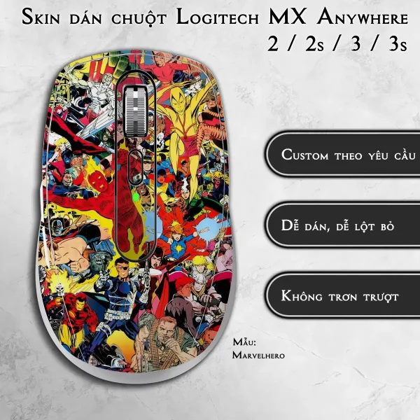 Skin dán chuột Logitech MX Anywhere mẫu Marvelhero