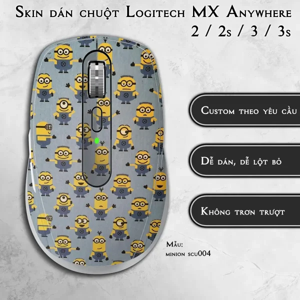 Skin dán chuột Logitech MX Anywhere mẫu minion scu004