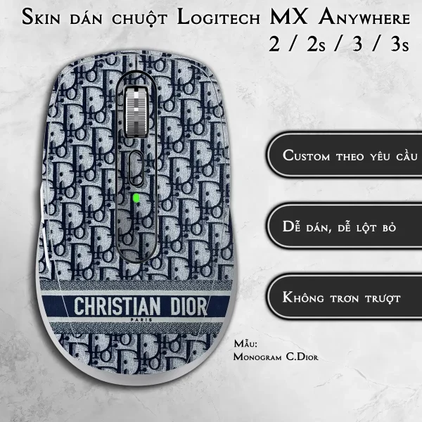 Skin dán chuột Logitech MX Anywhere mẫu Monogram Christian Dior