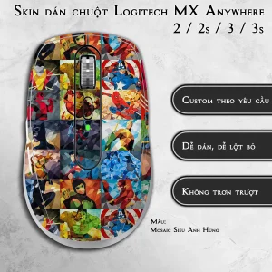 Skin dán chuột Logitech MX Anywhere mẫu Mosaic Siêu Anh Hùng