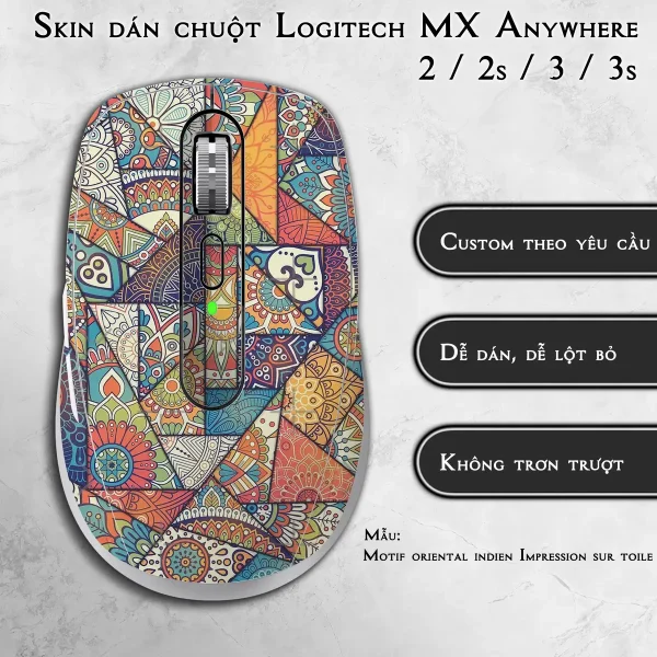 Skin dán chuột Logitech MX Anywhere mẫu Motif oriental indien Impression sur toile