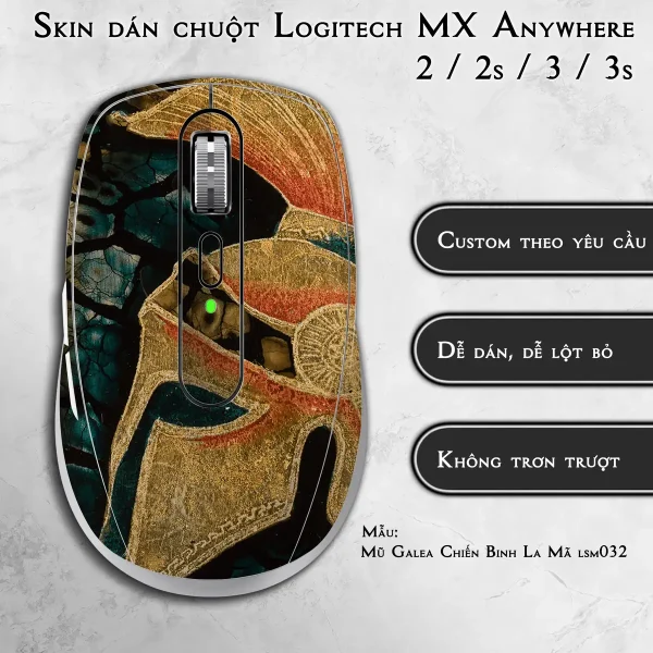 Skin dán chuột Logitech MX Anywhere mẫu Mũ Galea Chiến Binh La Mã lsm032
