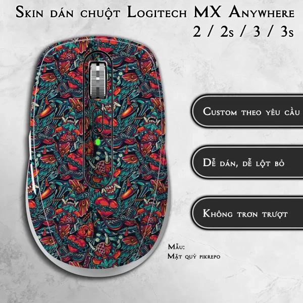 Skin dán chuột Logitech MX Anywhere mẫu Mặt quỷ pikrepo
