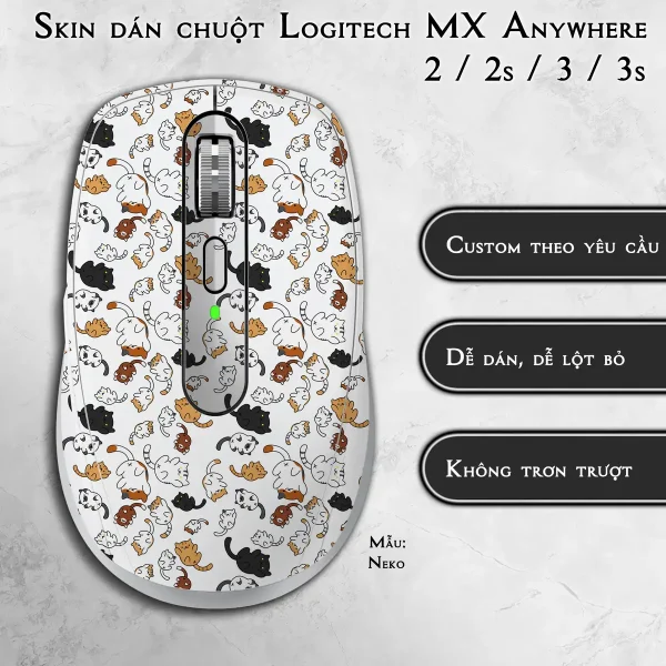 Skin dán chuột Logitech MX Anywhere mẫu Neko