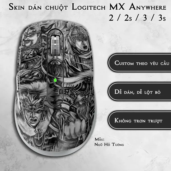 Skin dán chuột Logitech MX Anywhere mẫu Ngũ Hổ Tướng