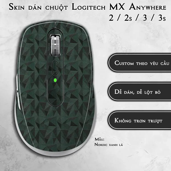 Skin dán chuột Logitech MX Anywhere mẫu Nordic xanh lá