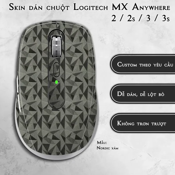 Skin dán chuột Logitech MX Anywhere mẫu Nordic xám