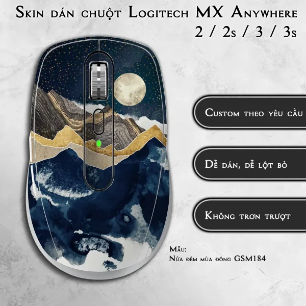 Skin dán chuột Logitech MX Anywhere mẫu Nửa đêm mùa đông GSM184