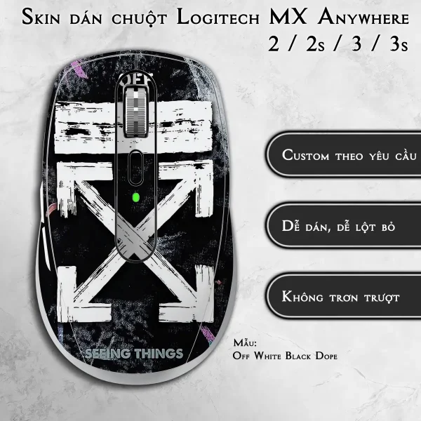 Skin dán chuột Logitech MX Anywhere mẫu Off White Black Dope