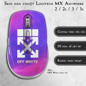 Skin dán chuột Logitech MX Anywhere mẫu OFF White hồng tím