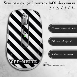 Skin dán chuột Logitech MX Anywhere mẫu OFF White sọc đen trắng