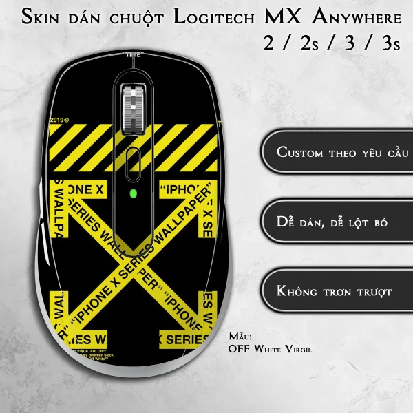 Skin dán chuột Logitech MX Anywhere mẫu OFF White Virgil