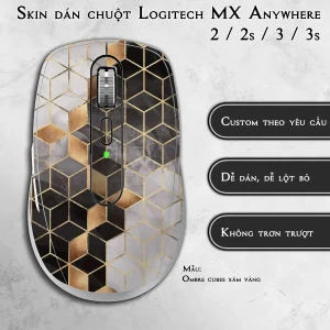 Skin dán chuột Logitech MX Anywhere mẫu Ombre cubes xám vàng