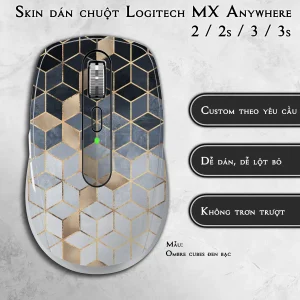 Skin dán chuột Logitech MX Anywhere mẫu Ombre cubes đen bạc