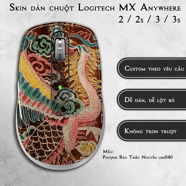 Skin dán chuột Logitech MX Anywhere mẫu Phượng Bào Triều Nguyễn lsm040