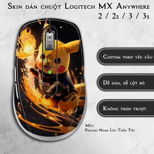 Skin dán chuột Logitech MX Anywhere mẫu Pikachu Ngọn Lửa Thần Tốc
