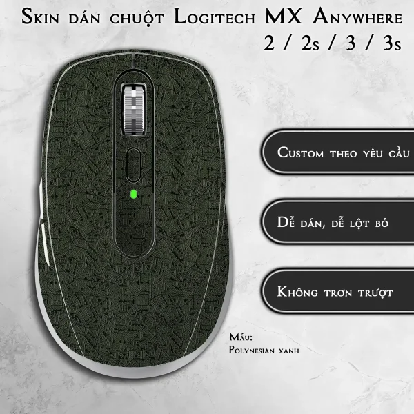 Skin dán chuột Logitech MX Anywhere mẫu Polynesian xanh