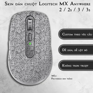 Skin dán chuột Logitech MX Anywhere mẫu Polynesian đen trắng