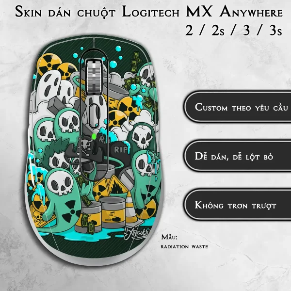 Skin dán chuột Logitech MX Anywhere mẫu radiation waste