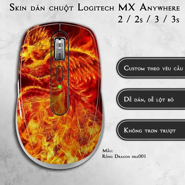 Skin dán chuột Logitech MX Anywhere mẫu Rồng Dragon dra001