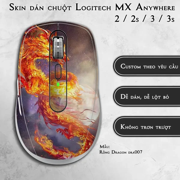 Skin dán chuột Logitech MX Anywhere mẫu Rồng Dragon dra007