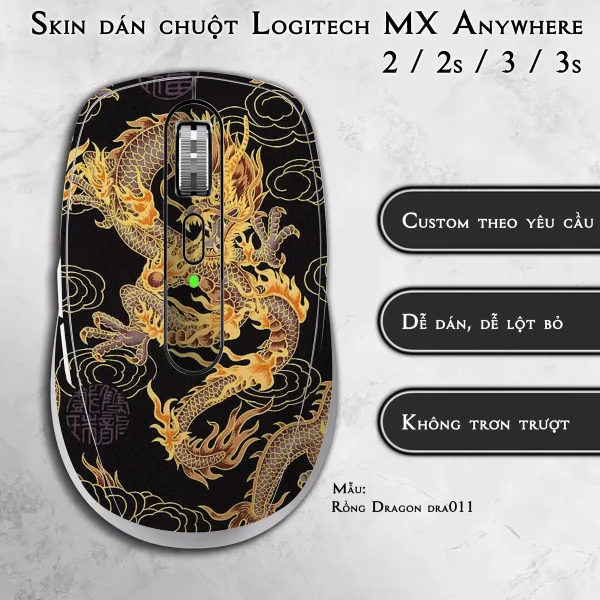 Skin dán chuột Logitech MX Anywhere mẫu Rồng Dragon dra011