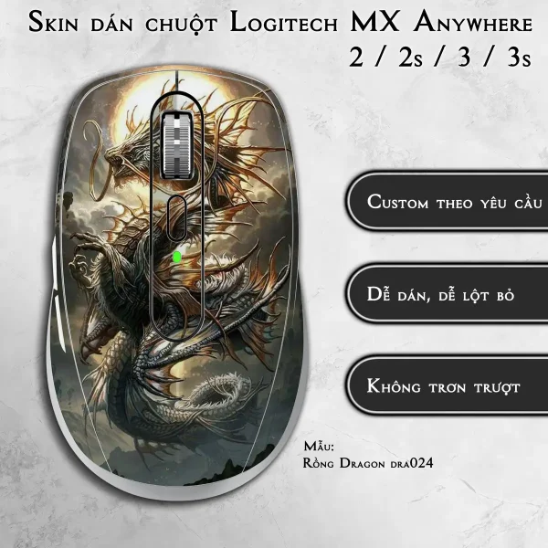 Skin dán chuột Logitech MX Anywhere mẫu Rồng Dragon dra024