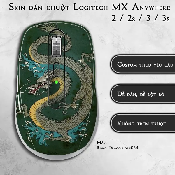 Skin dán chuột Logitech MX Anywhere mẫu Rồng Dragon dra034