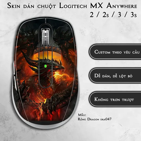 Skin dán chuột Logitech MX Anywhere mẫu Rồng Dragon dra047