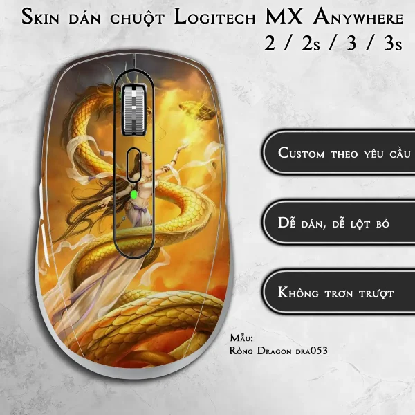 Skin dán chuột Logitech MX Anywhere mẫu Rồng Dragon dra053