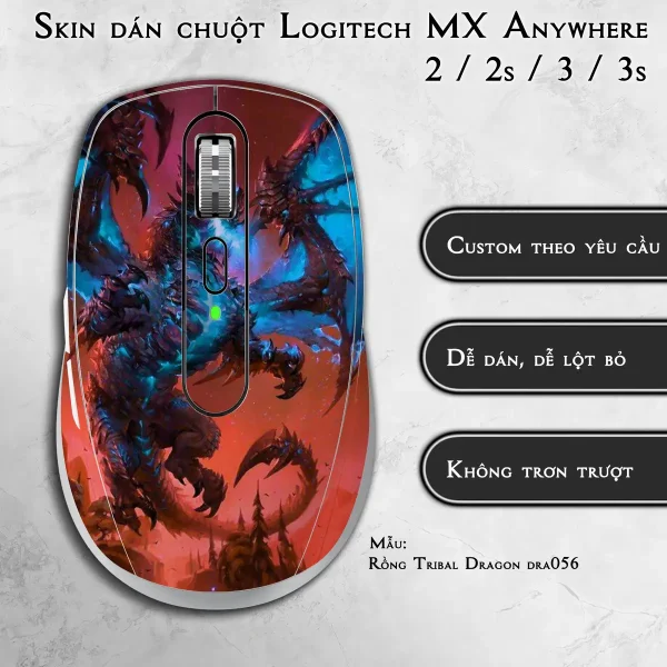 Skin dán chuột Logitech MX Anywhere mẫu Rồng Tribal Dragon dra056