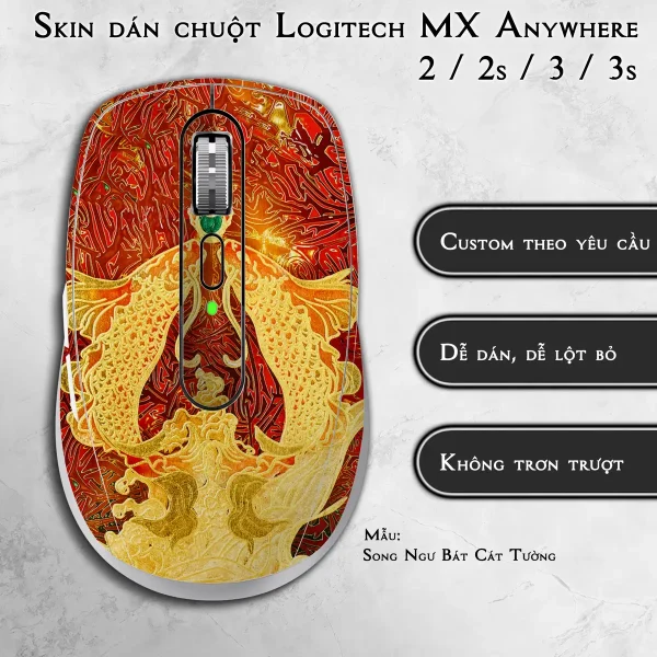 Skin dán chuột Logitech MX Anywhere mẫu Song Ngư Bát Cát Tường
