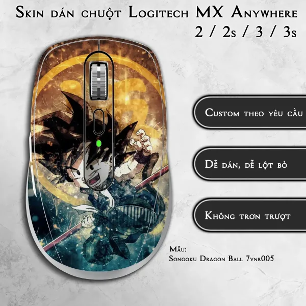 Skin dán chuột Logitech MX Anywhere mẫu Songoku Dragon Ball 7vnr005