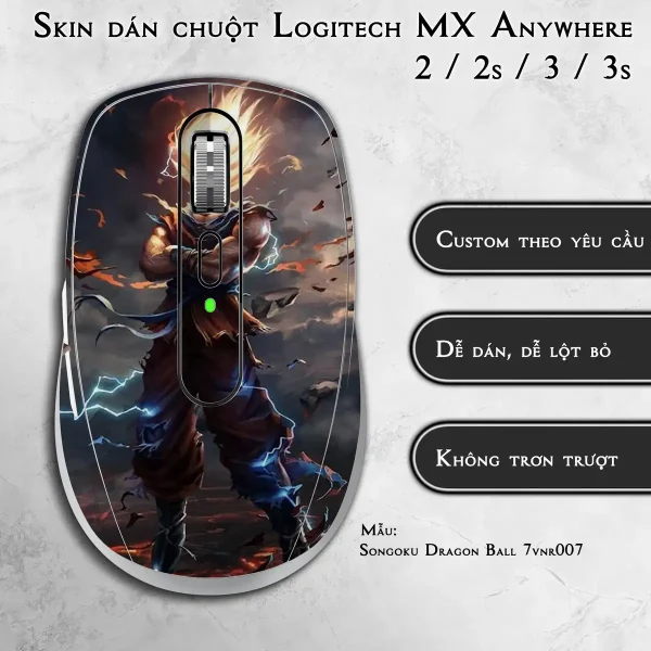 Skin dán chuột Logitech MX Anywhere mẫu Songoku Dragon Ball 7vnr007