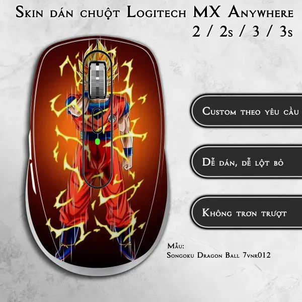 Skin dán chuột Logitech MX Anywhere mẫu Songoku Dragon Ball 7vnr012