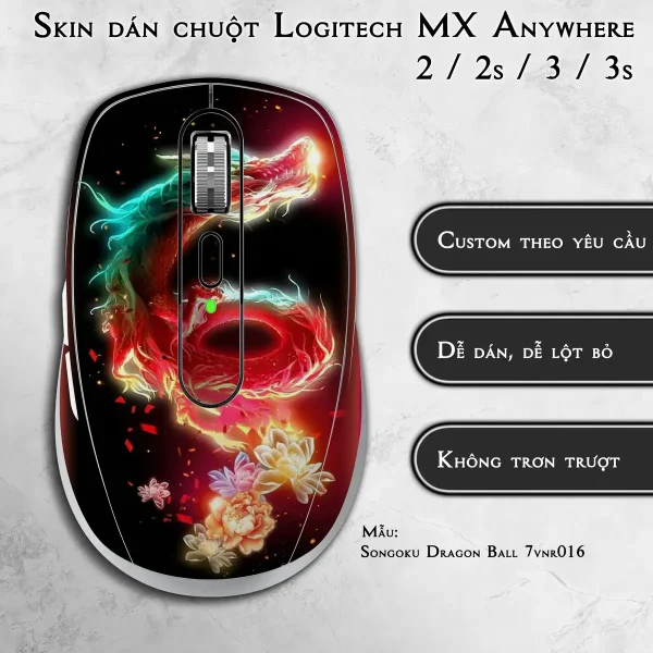 Skin dán chuột Logitech MX Anywhere mẫu Songoku Dragon Ball 7vnr016