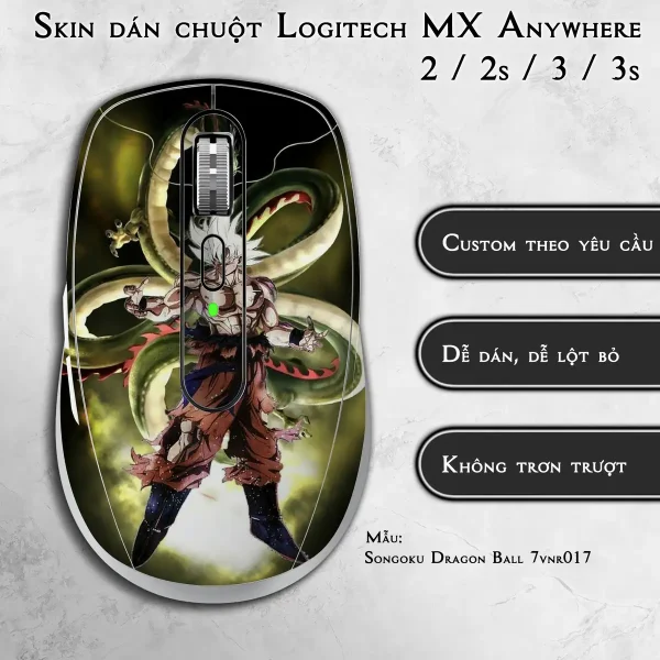 Skin dán chuột Logitech MX Anywhere mẫu Songoku Dragon Ball 7vnr017