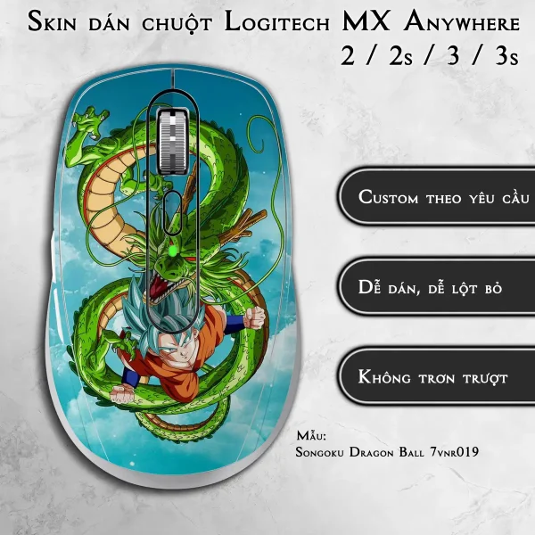 Skin dán chuột Logitech MX Anywhere mẫu Songoku Dragon Ball 7vnr019