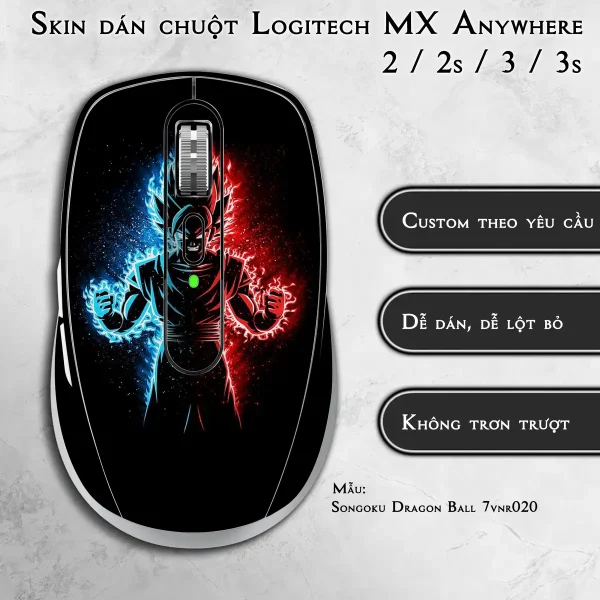 Skin dán chuột Logitech MX Anywhere mẫu Songoku Dragon Ball 7vnr020