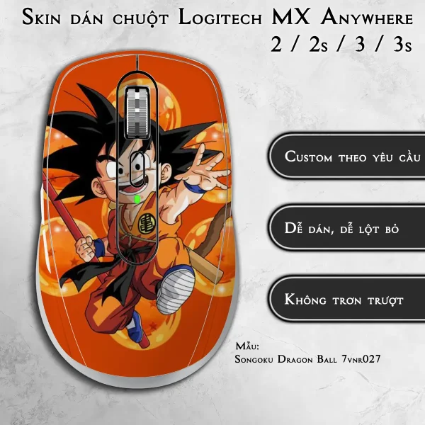 Skin dán chuột Logitech MX Anywhere mẫu Songoku Dragon Ball 7vnr027