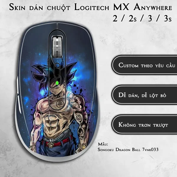 Skin dán chuột Logitech MX Anywhere mẫu Songoku Dragon Ball 7vnr033