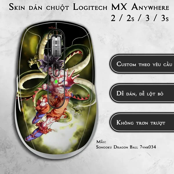 Skin dán chuột Logitech MX Anywhere mẫu Songoku Dragon Ball 7vnr034