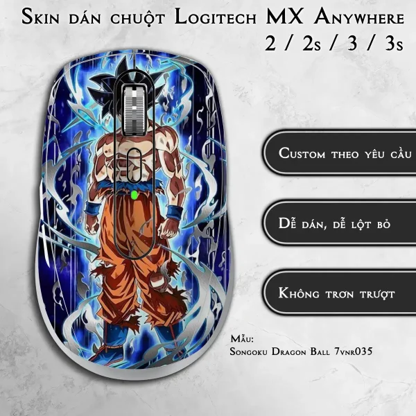 Skin dán chuột Logitech MX Anywhere mẫu Songoku Dragon Ball 7vnr035