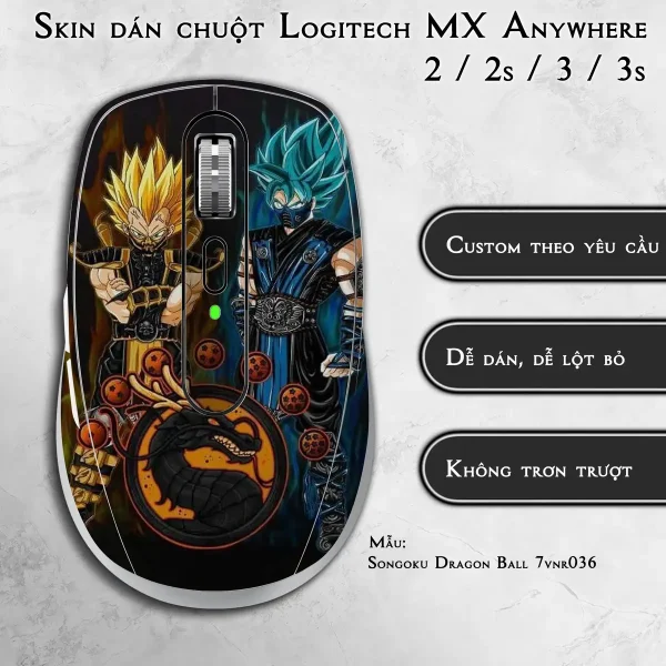 Skin dán chuột Logitech MX Anywhere mẫu Songoku Dragon Ball 7vnr036